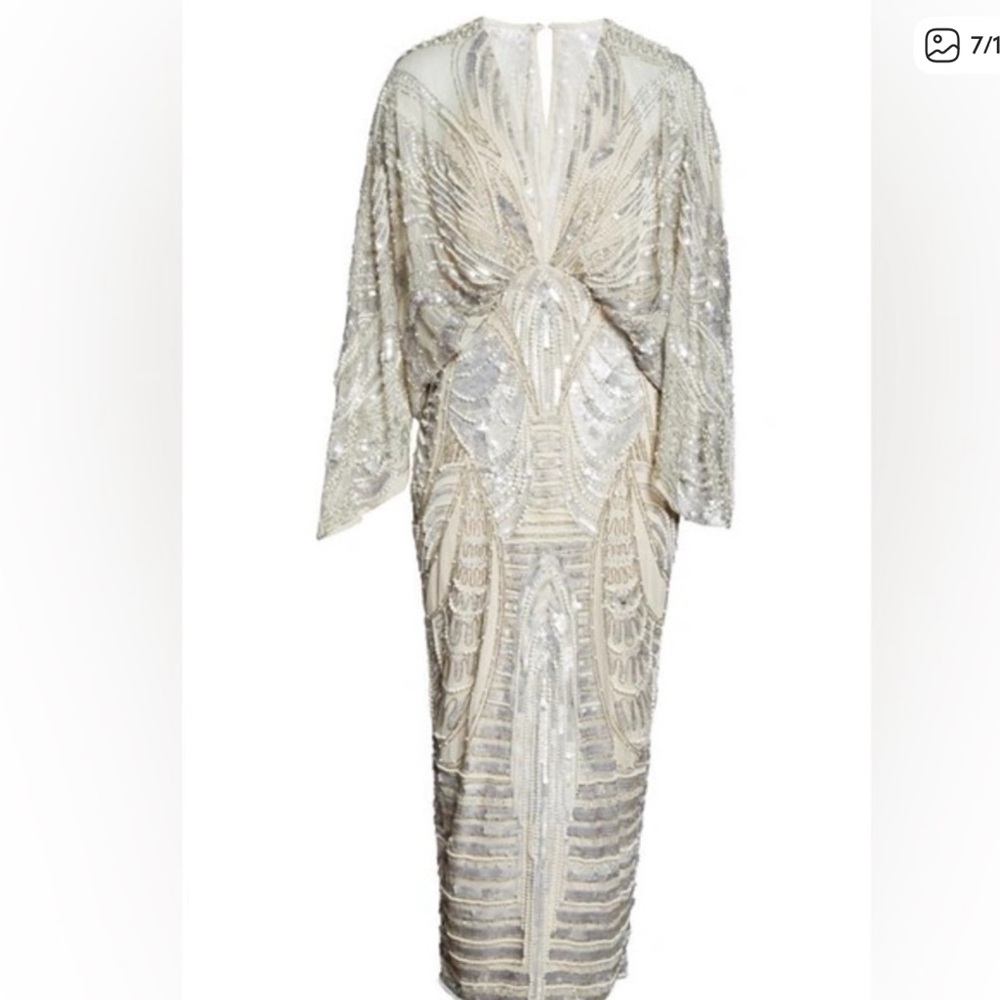 ASOS Edition Silver Sequin Embellished Midi Dress